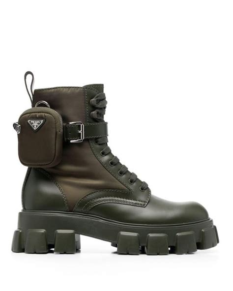 prada boots green leather